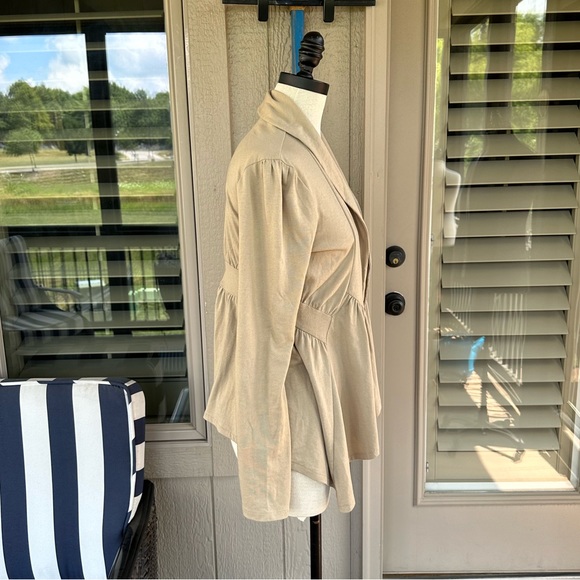 CONVERSE One Star ⭐️ Ladies Tan Belted Shawl Collar Wrap Cardigan - Sz SML - Picture 7 of 13